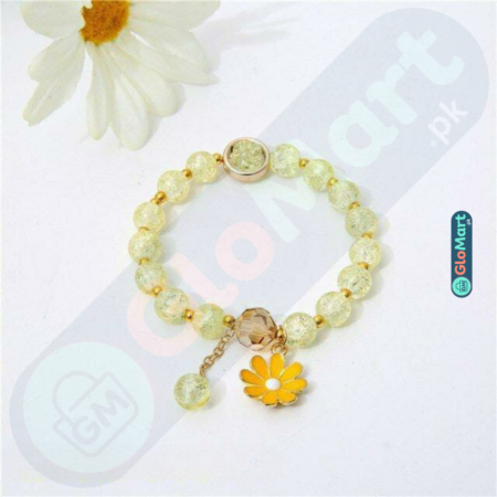 Fashion Flower Charm Beaded Bracelet with Rhinestones