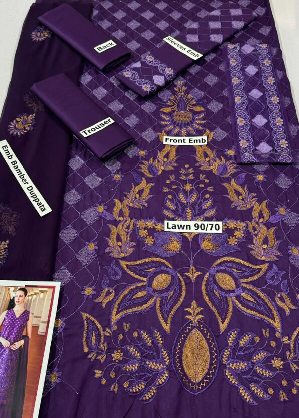 Florent Summer Collection - Lawn 3pc Set with Full Embroidery - Image 3