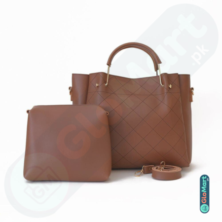 2 Pcs Berry Leather Handbag Set, Maroon