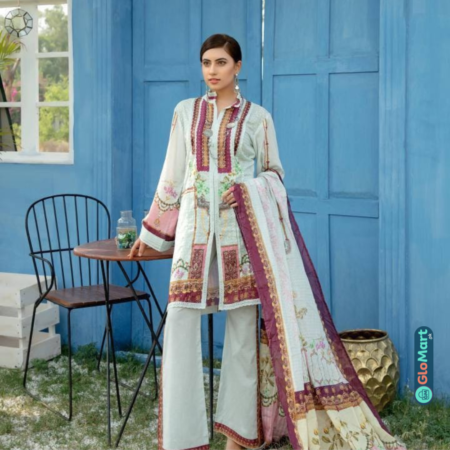 Safwa 3-Piece Women’s Unstitched Lawn Embroidered Suit