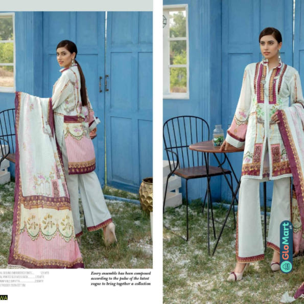Safwa 3-Piece Women’s Unstitched Lawn Embroidered Suit - Image 4