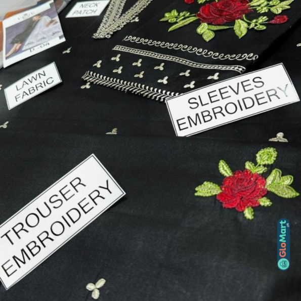 3 Pcs Women's Stitched Lawn Embroidered Suit 4 3 Pcs Women's Stitched Lawn Embroidered Suit - Image 4