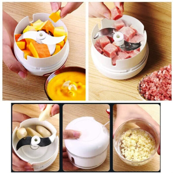 mini food chopper powerful meat grinder hand power food chopper mincer mixer blender chop meat fruit vegetable nuts shredder 3
