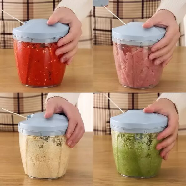 multifunction 5 blade grinder chopper hand pull speedy manual food chopper hand pull string vegetable cutter mincer mixer blender shredder to chop fruits meat onions nuts ginger herbs garli 2 4