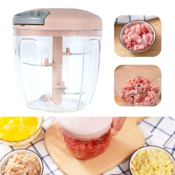 multifunction 5 blade grinder chopper hand pull speedy manual food chopper hand pull string vegetable cutter mincer mixer blender shredder to chop fruits meat onions nuts ginger herbs garli 2 6