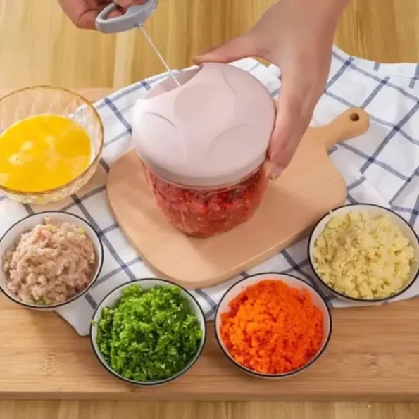 Multifunction 5 Blade Grinder Chopper Hand Pull Speedy Manual Food Chopper 17 multifunction 5 blade grinder chopper hand pull speedy manual food chopper hand pull string vegetable cutter mincer mixer blender shredder to chop fruits meat onions nuts ginger herbs garli 2 7