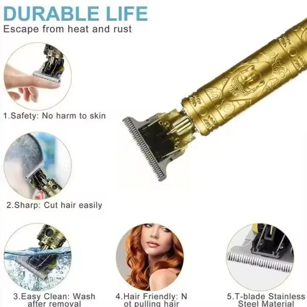 Vintage T9 Hair Trimmer Men’s Professional Hair Clippers - USB Rechargeable - Image 2