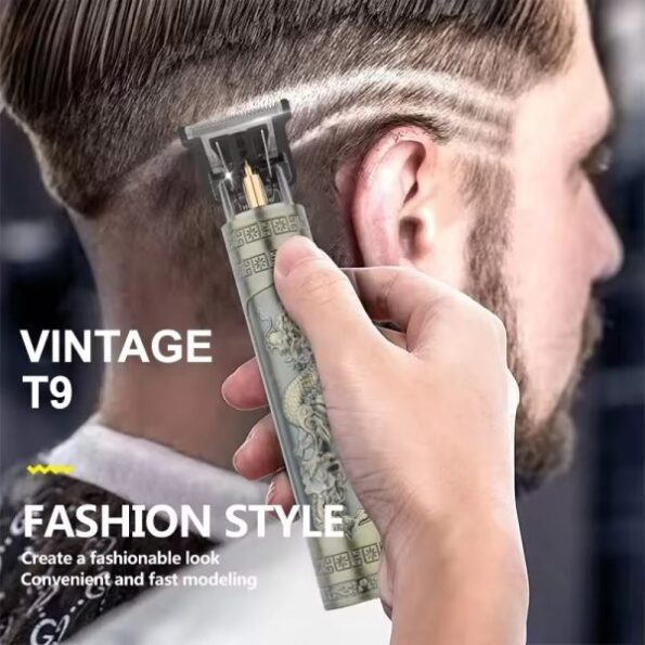 Vintage T9 Hair Trimmer Men’s Professional Hair Clippers - USB Rechargeable 20 vintage t9 hair trimmer mens hair trimmer and clippers for professional haircut plastic body random color 2