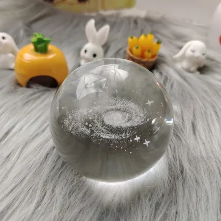 (10 Mm) 3d Crystal Ball Night Light With Wooden Base For Boys And Girls