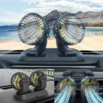 Car Dashboard Cooling Fan, Dual Head Fan 360 Degree Rotation Fan