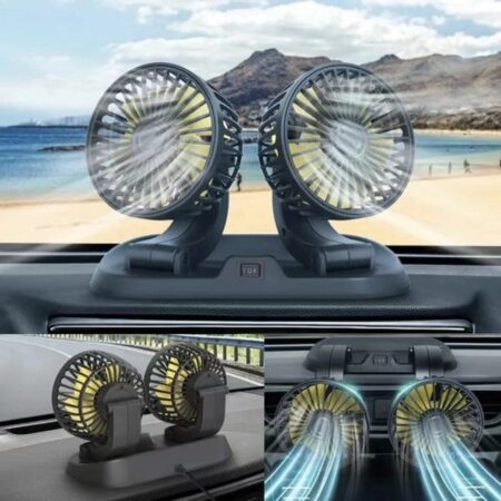 Car Dashboard Cooling Fan, Dual Head Fan 360 Degree Rotation Fan
