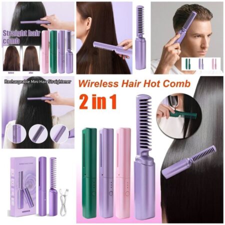 2-in-1 Hair Styling Brush Negative Ion Heating – Rechargeable