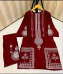 2-pcs-womens-stitched-saphire-print-linen-casual-wear-for-women – 1