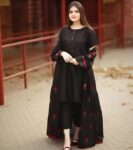 3pc Embroidered Gown Katan Silk For Girls