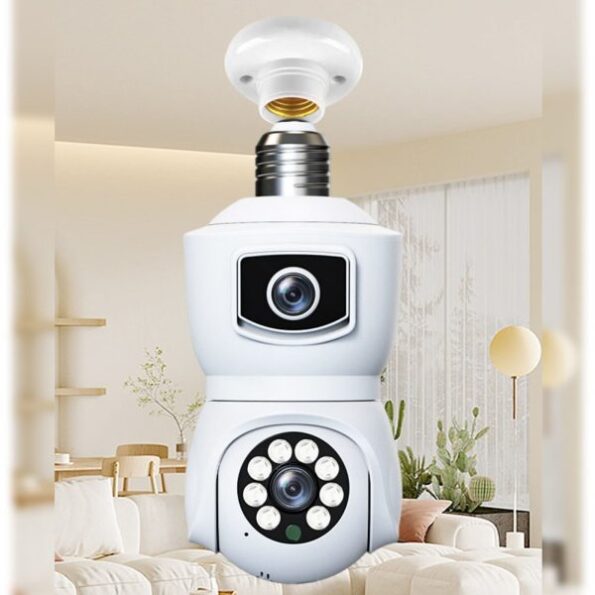 4k wireless wifi dual lens security camera with 3mp lens bulb camera 360 degree rotation 3