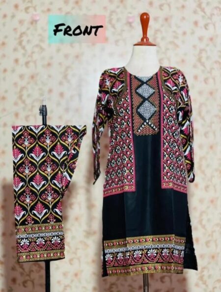 Jacket Print Summer Arabic Lenin 2 Pcs Stitched Suit