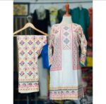 jacket-print-summer-arabic-lenin-2-pcs-stitched-suit-for-womens-and-girls – 1