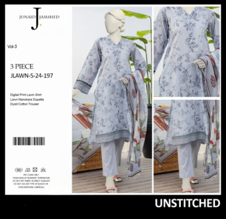 “junaid Jamshed” Printed Lawn | Unstitched Collection 3 Pieces Casual Wear| Summer