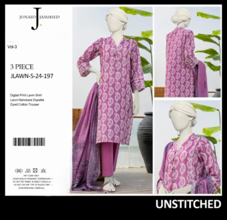 “junaid Jamshed” Printed Lawn | Unstitched Collection 3 Pieces Casual Wear| Summer