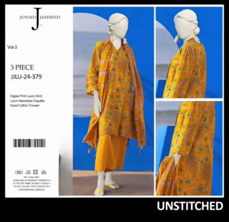 “junaid Jamshed” Printed Lawn | Unstitched Collection 3 Pieces Casual Wear| Summer