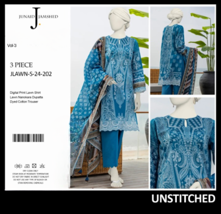 “junaid Jamshed” Printed Lawn | Unstitched Collection 3 Pieces Casual Wear| Summer