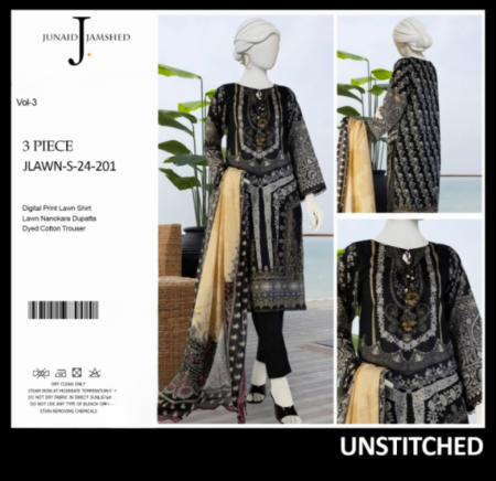 “junaid Jamshed” Printed Lawn | Unstitched Collection 3 Pieces Casual Wear| Summer