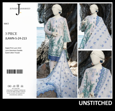 “junaid Jamshed” Printed Lawn | Unstitched Collection 3 Pieces Casual Wear| Summer