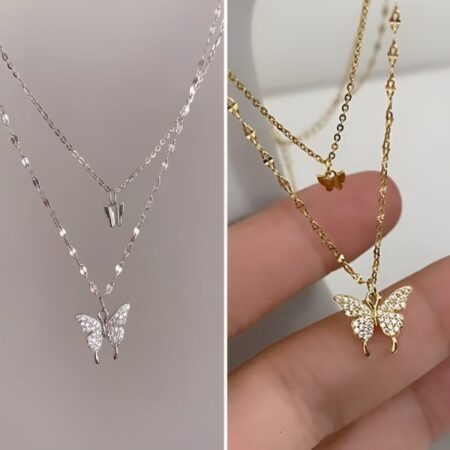 Double Layer Pendent Smart Butterfly With Diamonties Attach Best For Young Girls