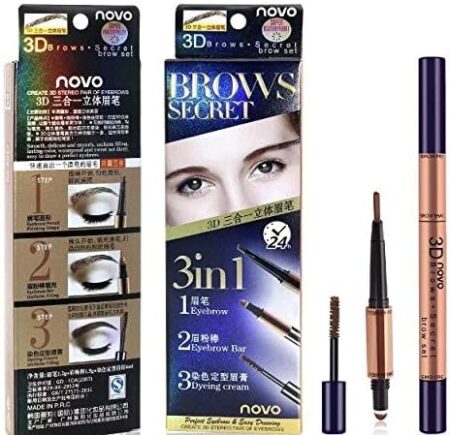 Novo 3d Brows Secret 3 In 1 ( Eyebrow – Eyebrow Bar – Dyeing Cream)