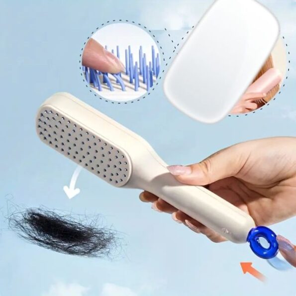 self cleaning hair brush one click cleaning telescopic hair comb random color 2 1