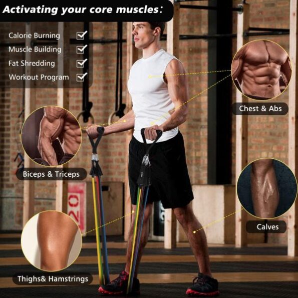 High-Quality 11 Pcs Portable Resistance Bands Set with Handles 5 Resistance Bands Set