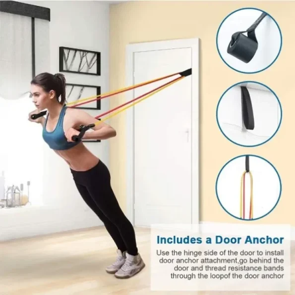 High-Quality 11 Pcs Portable Resistance Bands Set with Handles 6 High-Quality 11 Pcs Portable Resistance Bands Set with Handles - Image 6
