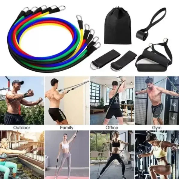High-Quality 11 Pcs Portable Resistance Bands Set with Handles 4 High-Quality 11 Pcs Portable Resistance Bands Set with Handles - Image 4