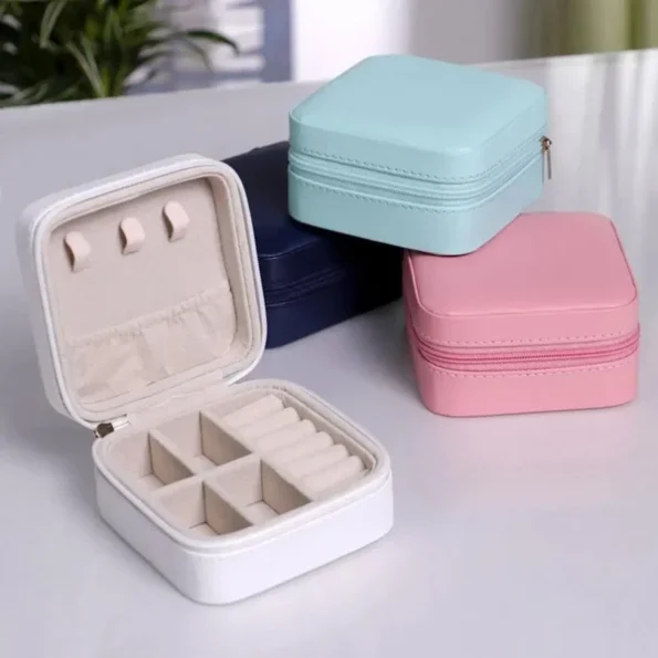 Jewelry Storage Box Leather Jewelry Stand Earrings Ring Box - Image 7