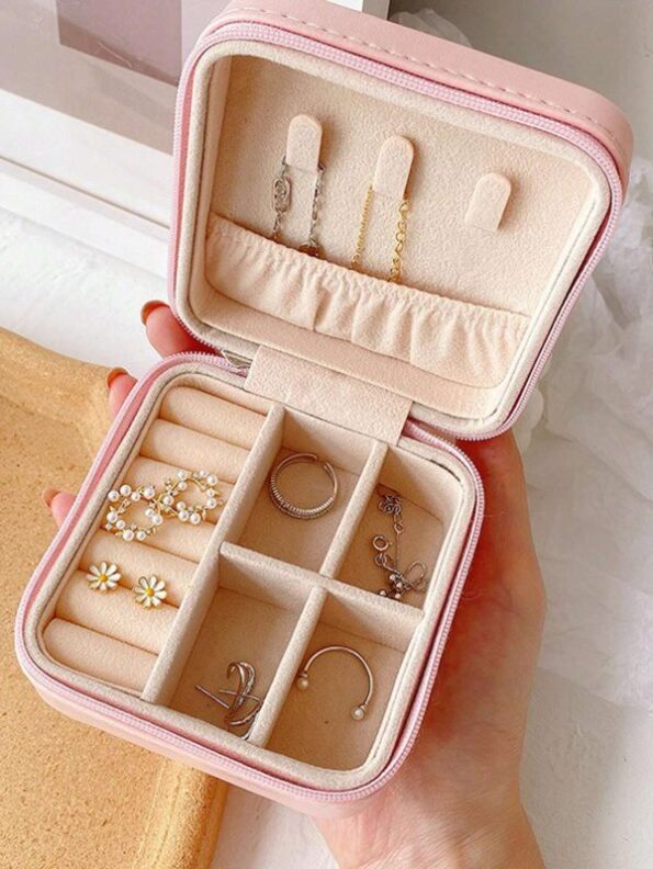 Jewelry Storage Box Leather Jewelry Stand Earrings Ring Box - Image 3