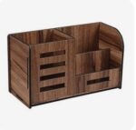 multipurpose-wooden-desk-organizer-3-in-1-pen-and-pencil-stand-for-office-table-holder – 1