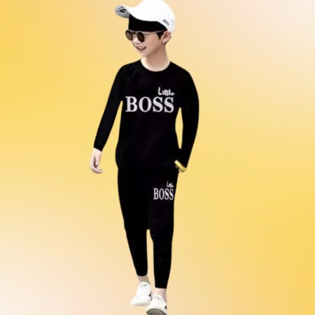 2 Pcs Boy's Micro Printed Tracksuit – Stylish & Comfortable Winter Set