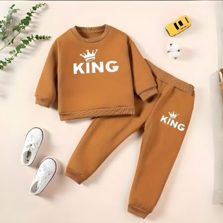 2 Pcs Boy's Polyester Printed Tracksuit with Shorts
