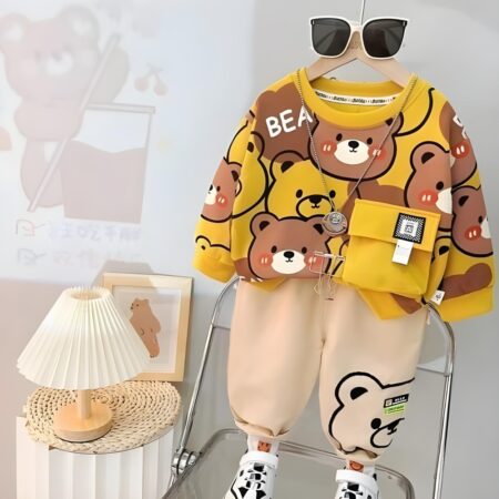Unisex Printed Fleece Tracksuit Set for Kids - 2 Pcs (Shirt & Trouser)