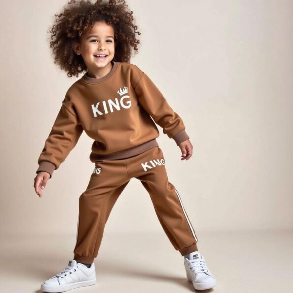 2 Pcs Boy's Polyester Printed Tracksuit with Shorts - Image 4