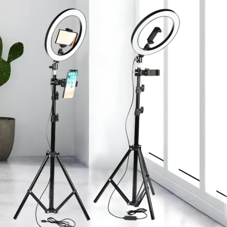 26cm LED Ring Light with Mobile Holder & 7ft Adjustable Tripod Stand (3 Lighting Modes)