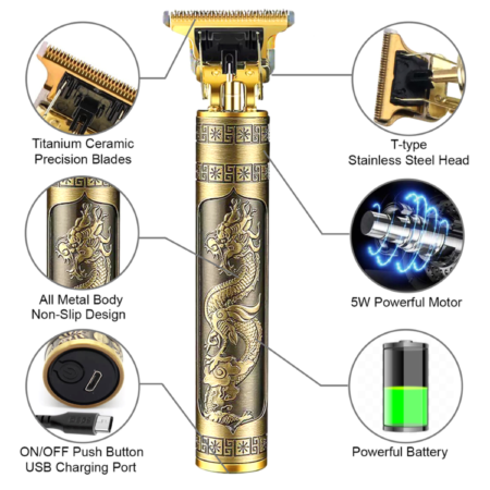 T9 Vintage Rechargeable Hair Trimmer for Men