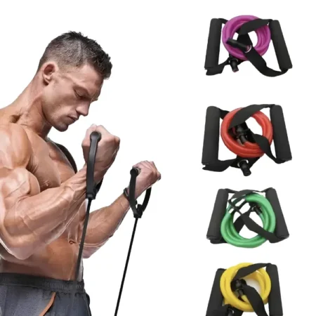 Latex Resistance Tube Bands with Handles for Strength Training, Yoga & Home Workouts