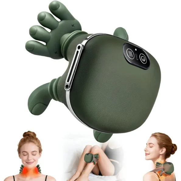 Portable Electric Handheld Massager with Heat Therapy & 8 Silicone Massage Heads