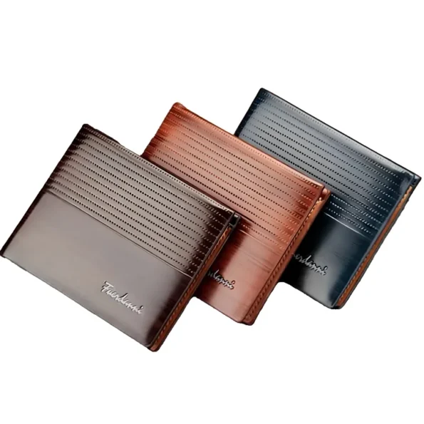 Men's PU Leather Trifold Wallet with Card Slots, ID Window & Coin Pocket