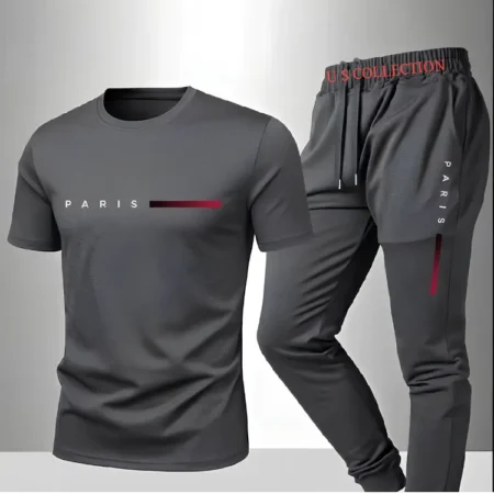 Men's DTF Reflective Summer Tracksuit T-Shirt and Trouser Set