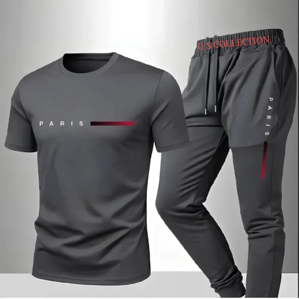 Men's DTF Reflective Summer Tracksuit T-Shirt and Trouser Set