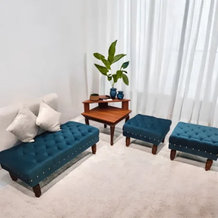 4 Seater Puffy Sofa Set with Velvet Fabric and 12-Year Warranty