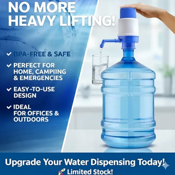 Manual Water Pump for 19L & 5-Gallon Water Bottles | BPA-Free Hand Press Dispenser