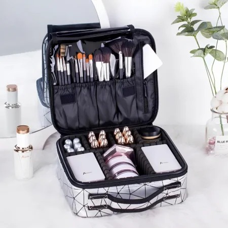 PU Leather Cosmetic Organizer Bag | Travel Makeup Storage Case